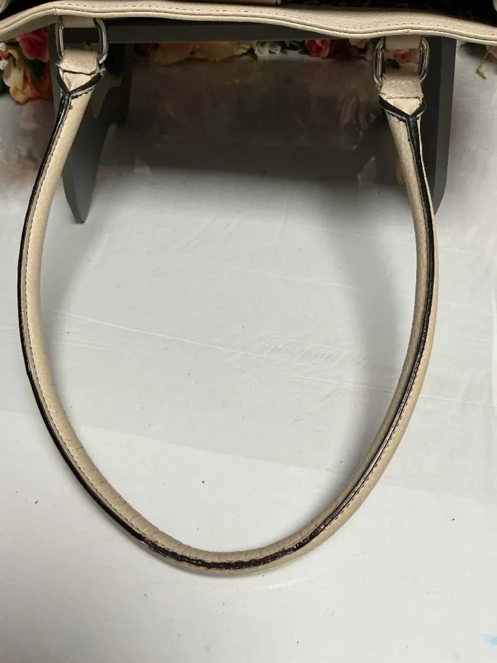 Wilsons Leather Cream Genuine Leather Tote Leopard Lining Shoulder Bag